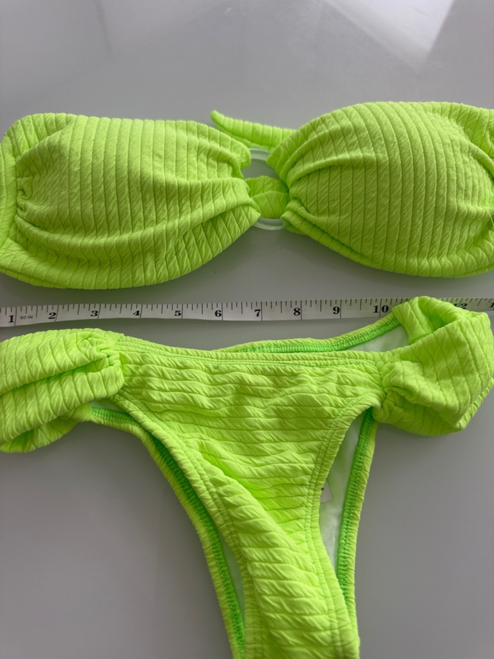 Neon Lime Textured Kids One-Piece Swim Set